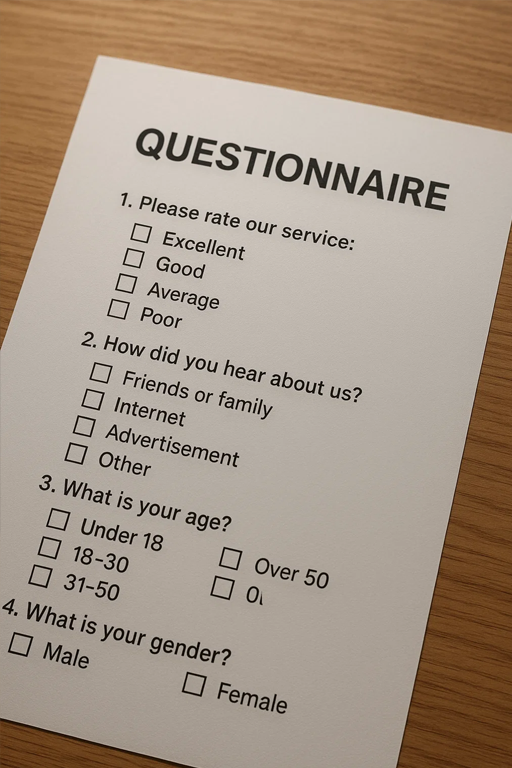 sources of primary research = questionnaire